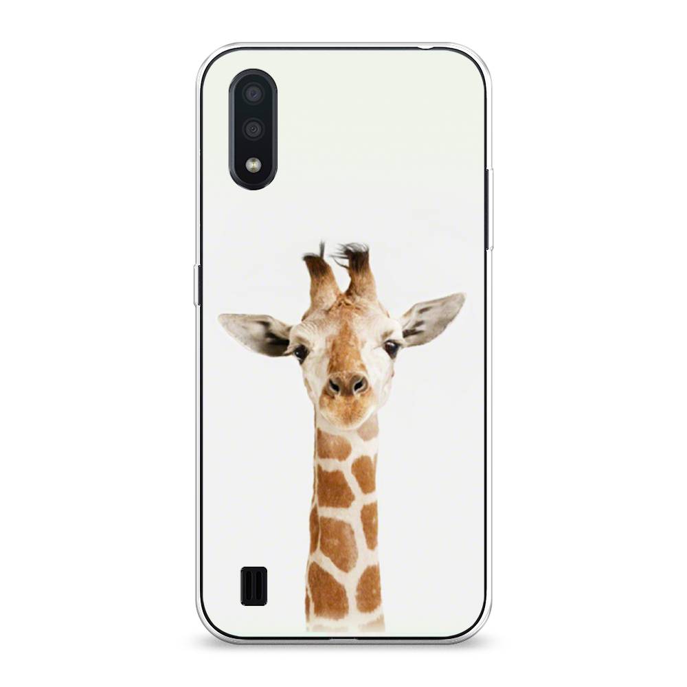 

Чехол на Samsung Galaxy A01 "Любопытный жираф", Бежевый;коричневый, 29550-1