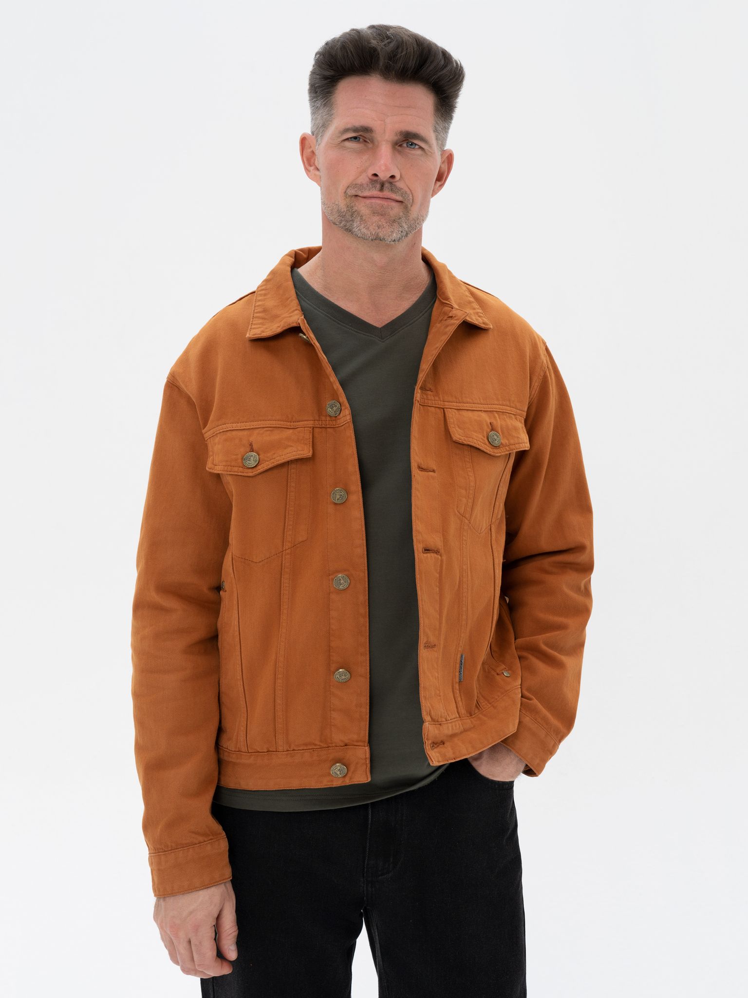 Джинсовая куртка мужская Великоросс JJ коричневая 48/168-178 RU