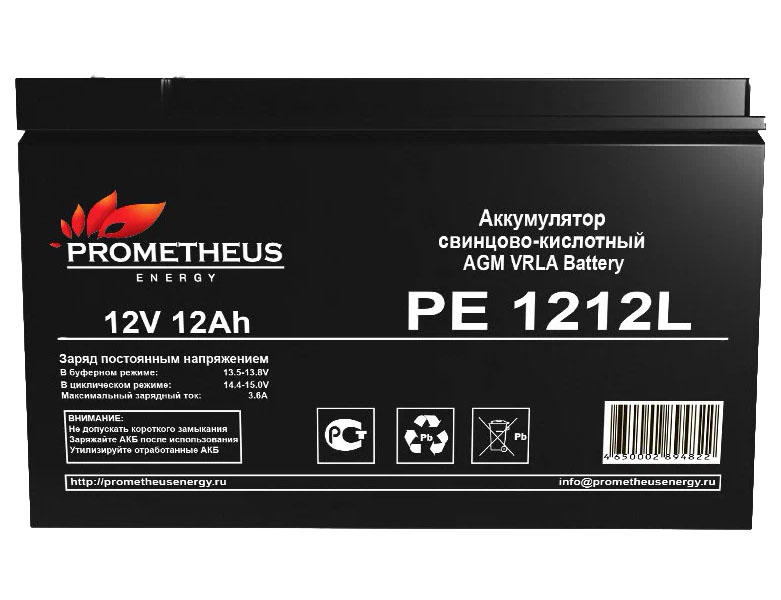 фото Аккумулятор для ибп prometheus energy agm long life pe 1212l 12v 12ah