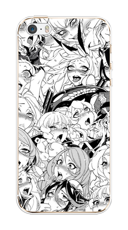 

Чехол на Apple iPhone 5/5S/SE "Ахегао манга тян", Черный;белый;серый, 10350-1