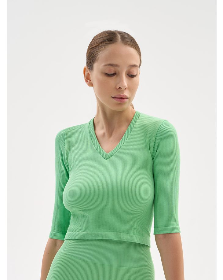 

Топ женский Mademoiselle 9045 Crop top Rib зеленый L/XL, 9045 Crop top Rib