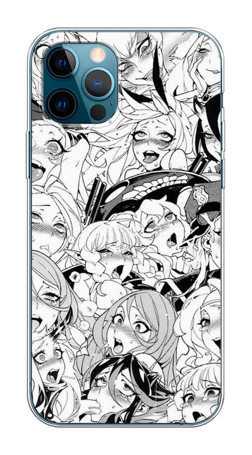 

Чехол на Apple iPhone 12/12 Pro "Ахегао манга тян", Черный;белый;серый, 12550-1