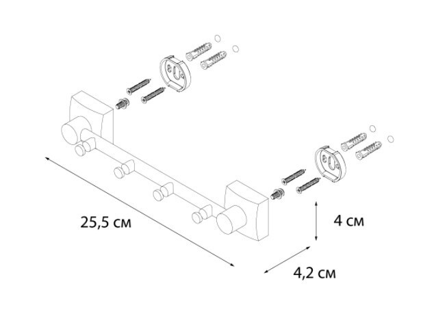 

Планка с крючками Fixsen Kvadro FX-61305-4, Хром