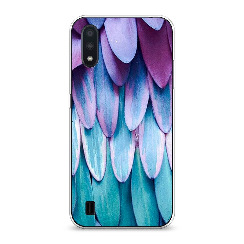 

Чехол на Samsung Galaxy A01 "Синее перо", Фиолетовый;голубой, 29550-3