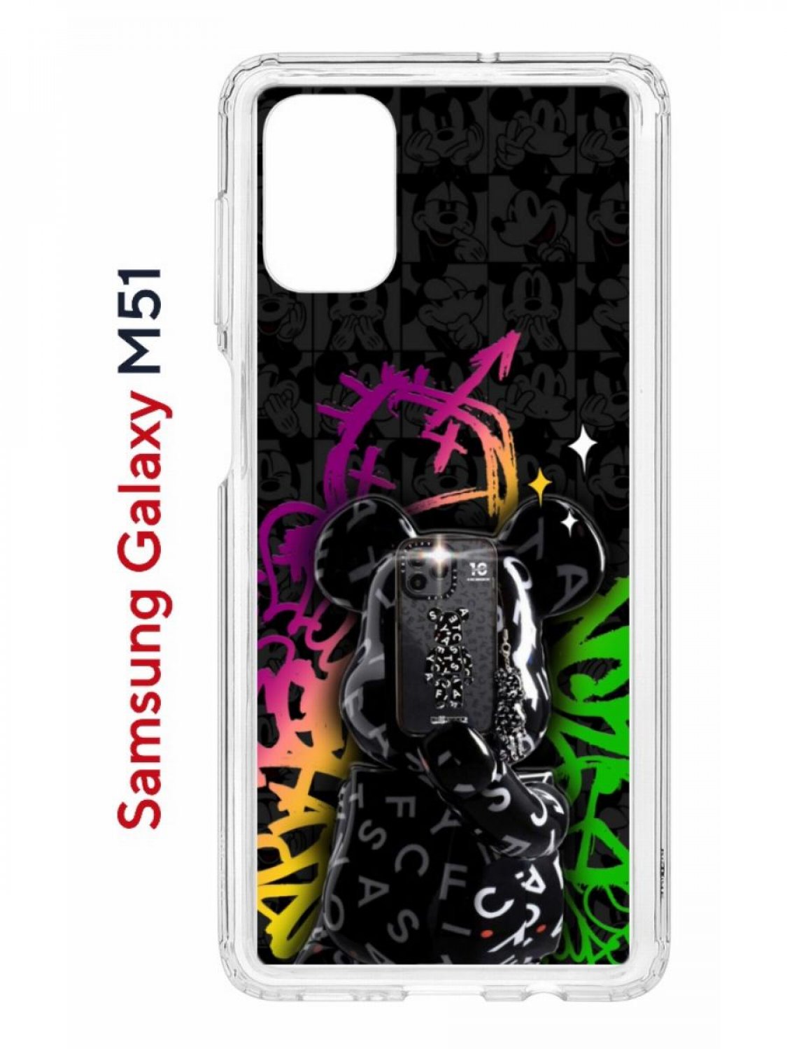 Чехол на Samsung M51 Kruche Print Микки Маус,противоударный бампер,с защитой камеры