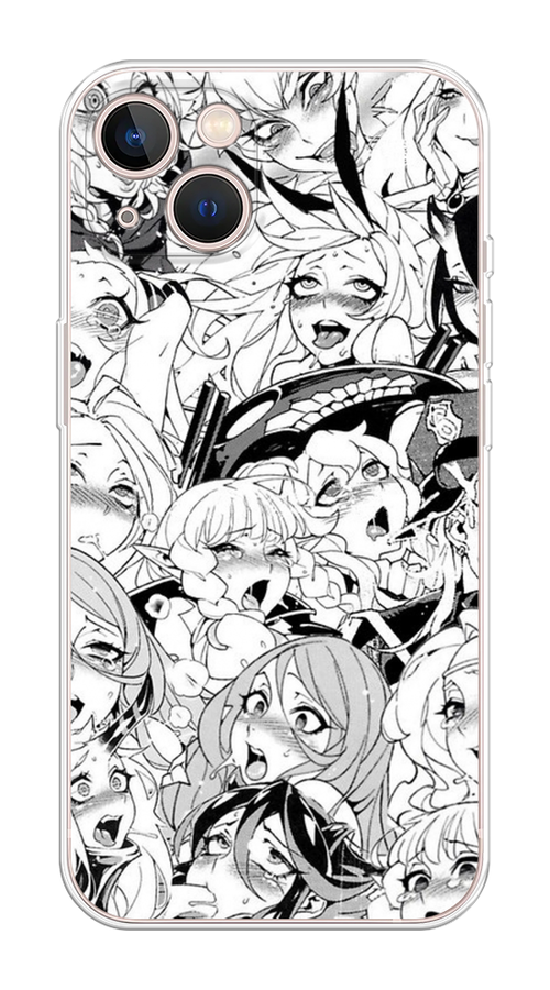 

Чехол на Apple iPhone 13 "Ахегао манга тян", Черный;белый;серый, 14250-1