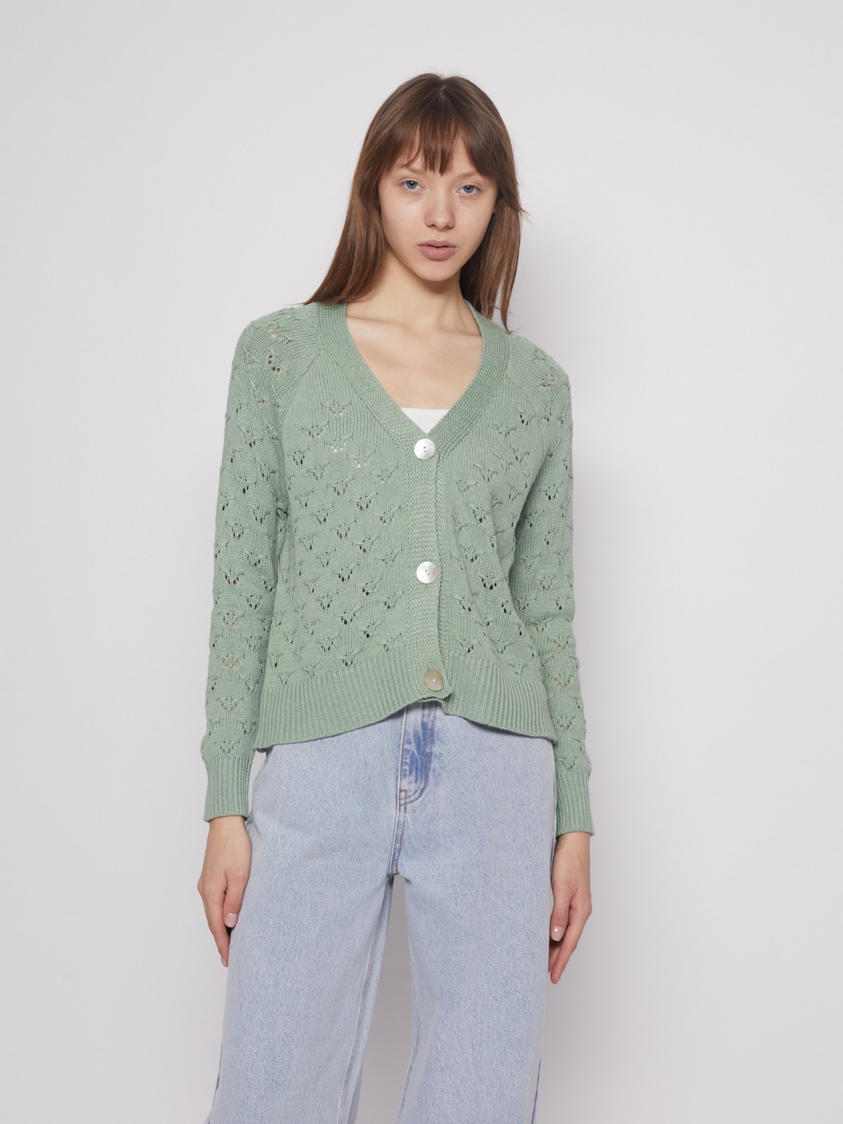 

Кардиган женский Zolla 022216442033 зеленый M, 022216442033