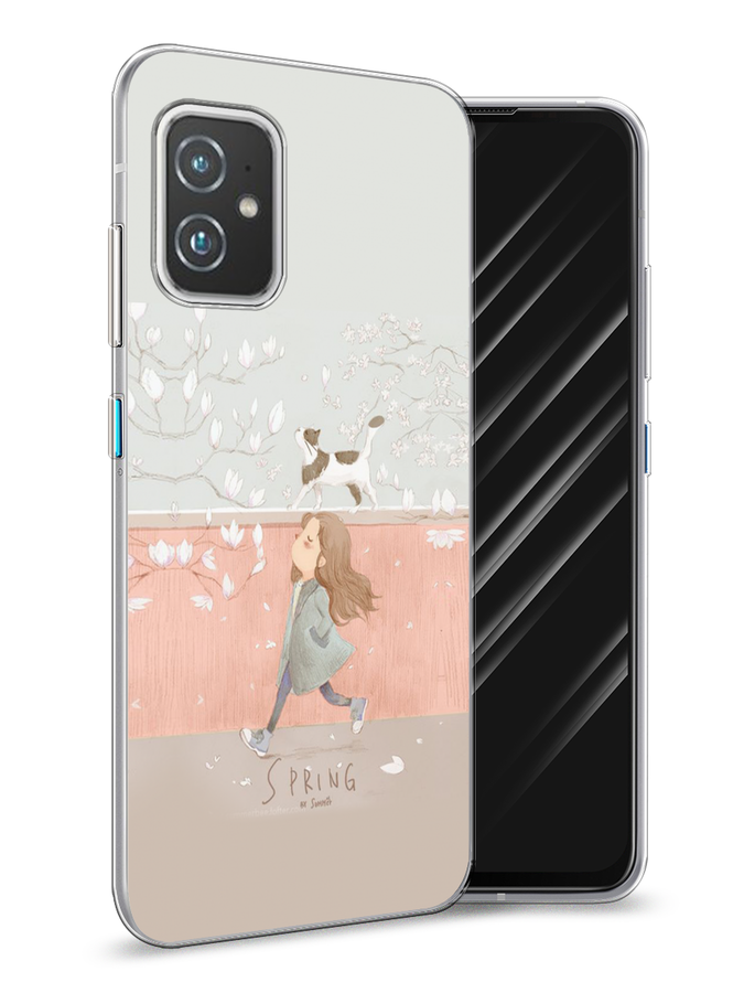 

Чехол Awog на Asus ZenFone 8 "Девочка-весна", Серый;красный, 44450-7