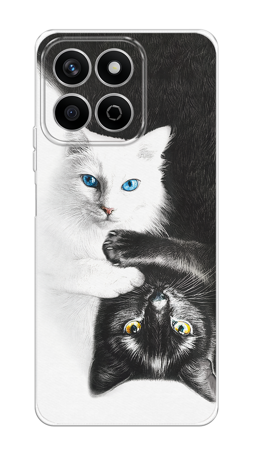 

Чехол на Honor X7c "Коты Инь-Янь", Черный;белый;голубой, 6125250-1