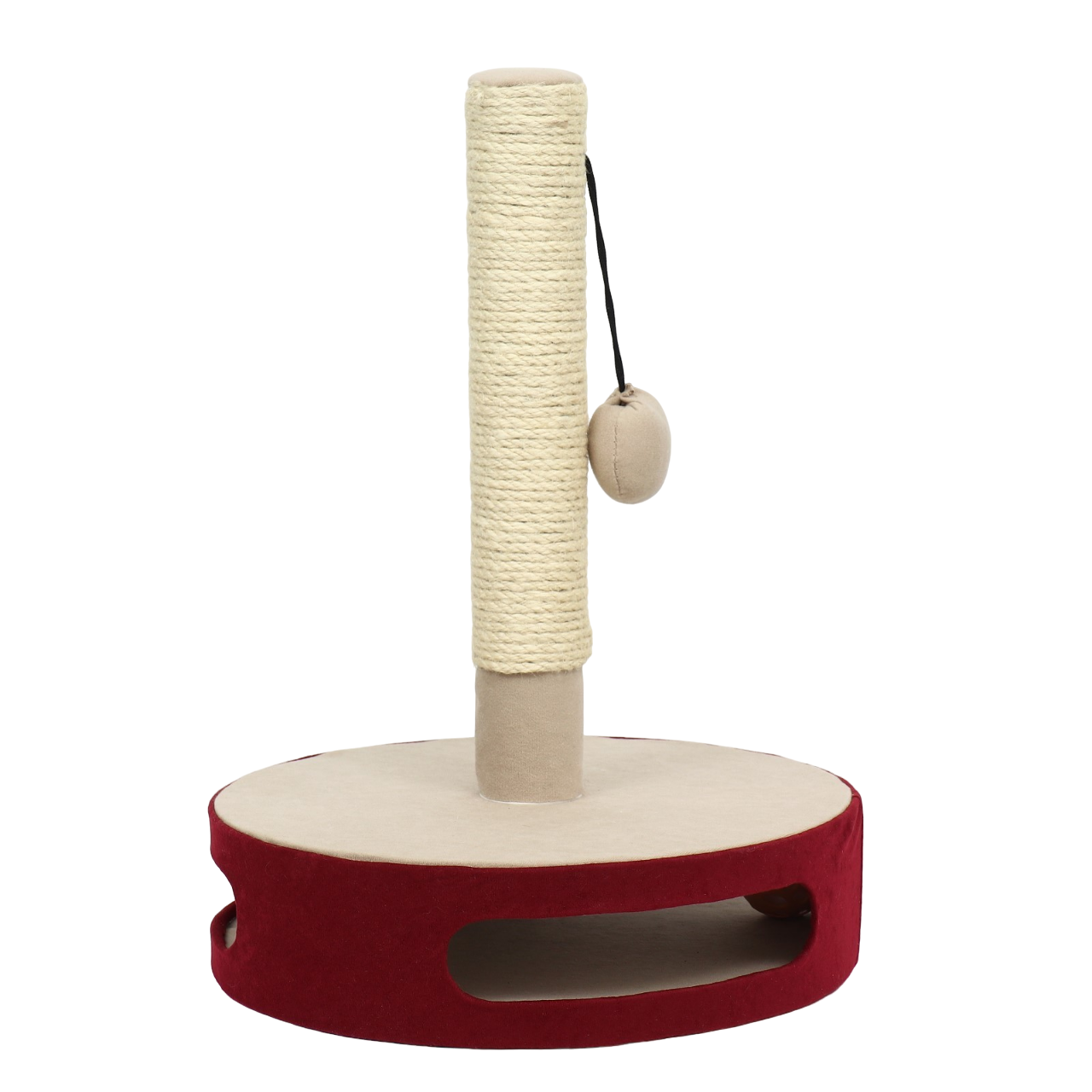 Пижон Когтеточка-столбик на подставке, основание - игрушка с шариком, 34 х 46 см, бордо