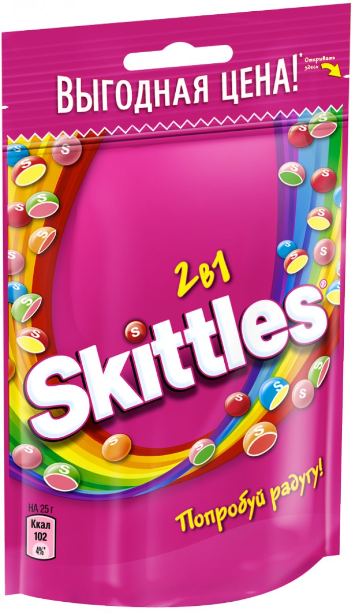 Драже Skittles 2 в 1 в сахарной глазури 100 г