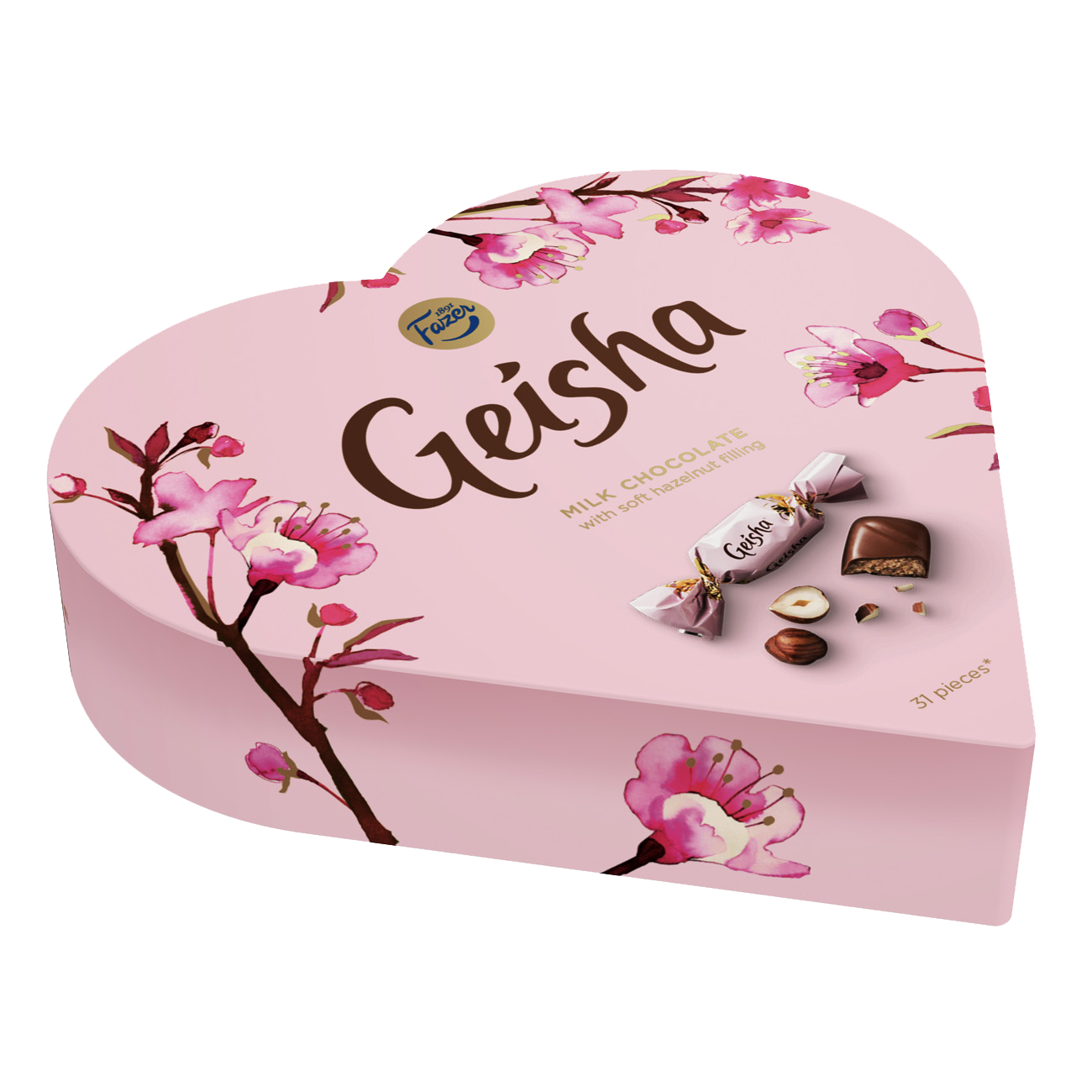 Шоколадные конфеты GEISHA сердце с начинкой из тертого ореха 225г