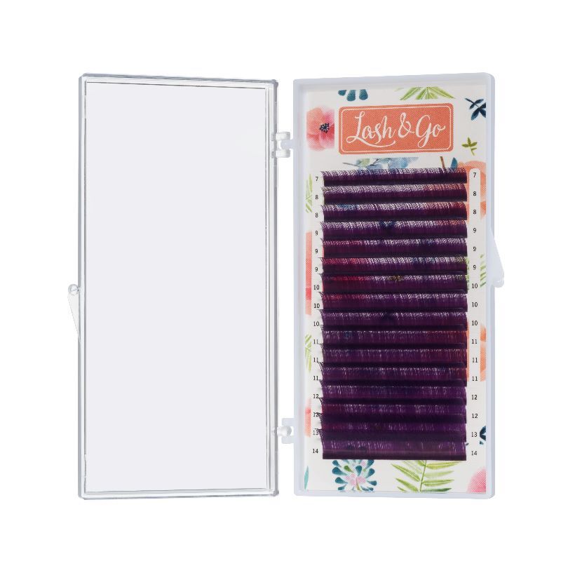 

Ресницы Lash&Go Фиолетовые 16 линий mix изгиб C толщина 0,10 длина 7-14