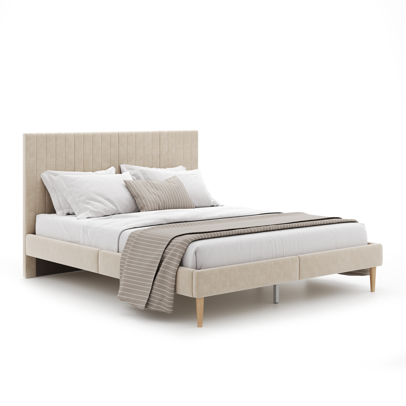 Кровать MONOFIX АММА велюр бежевый 160х200 20363₽