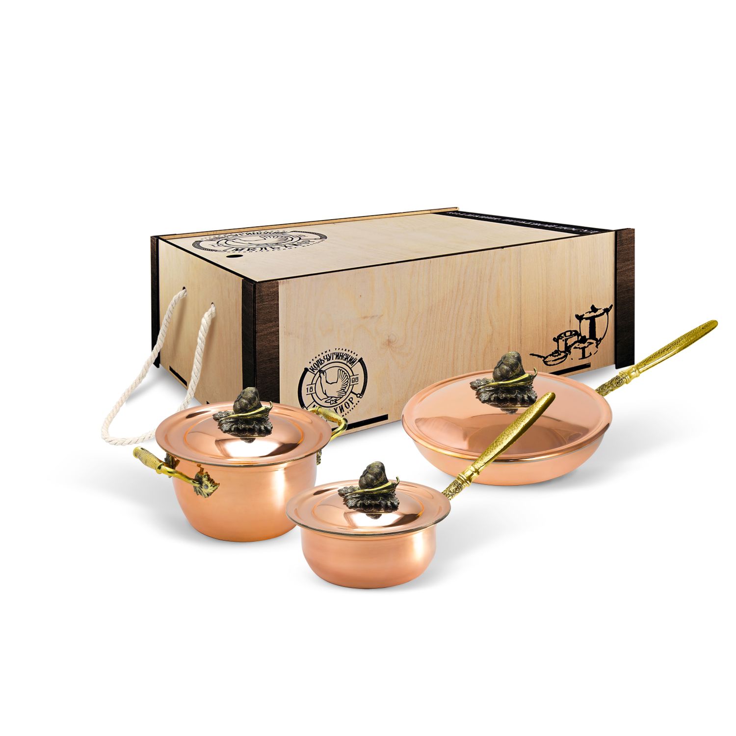 

Набор медной посуды Кольчугинский мельхиор Чеснок 3 предмета, Оранжевый, КМ19760306