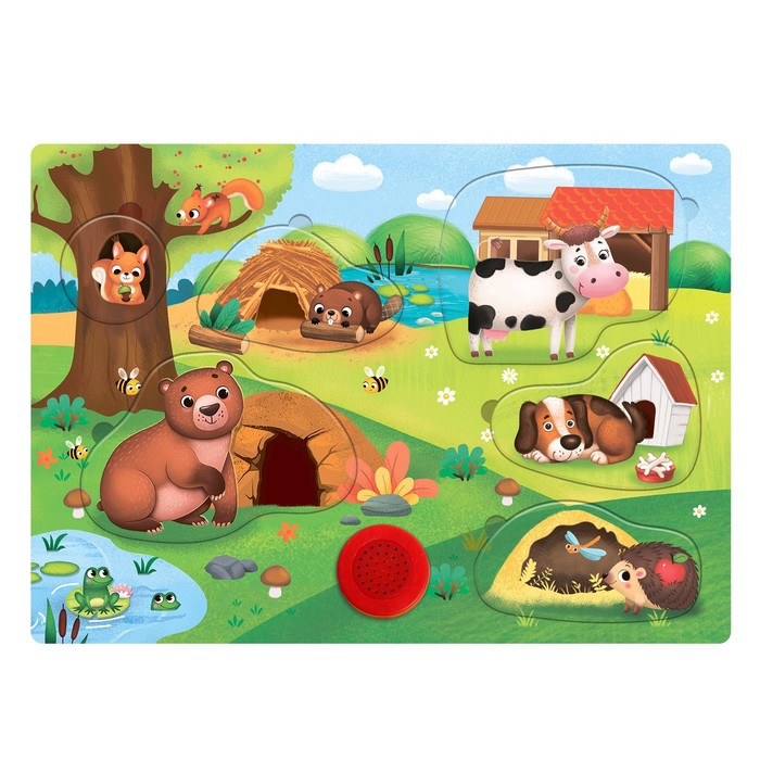 

Лесная мастерская Пазл деревянный с чипом Где чей дом