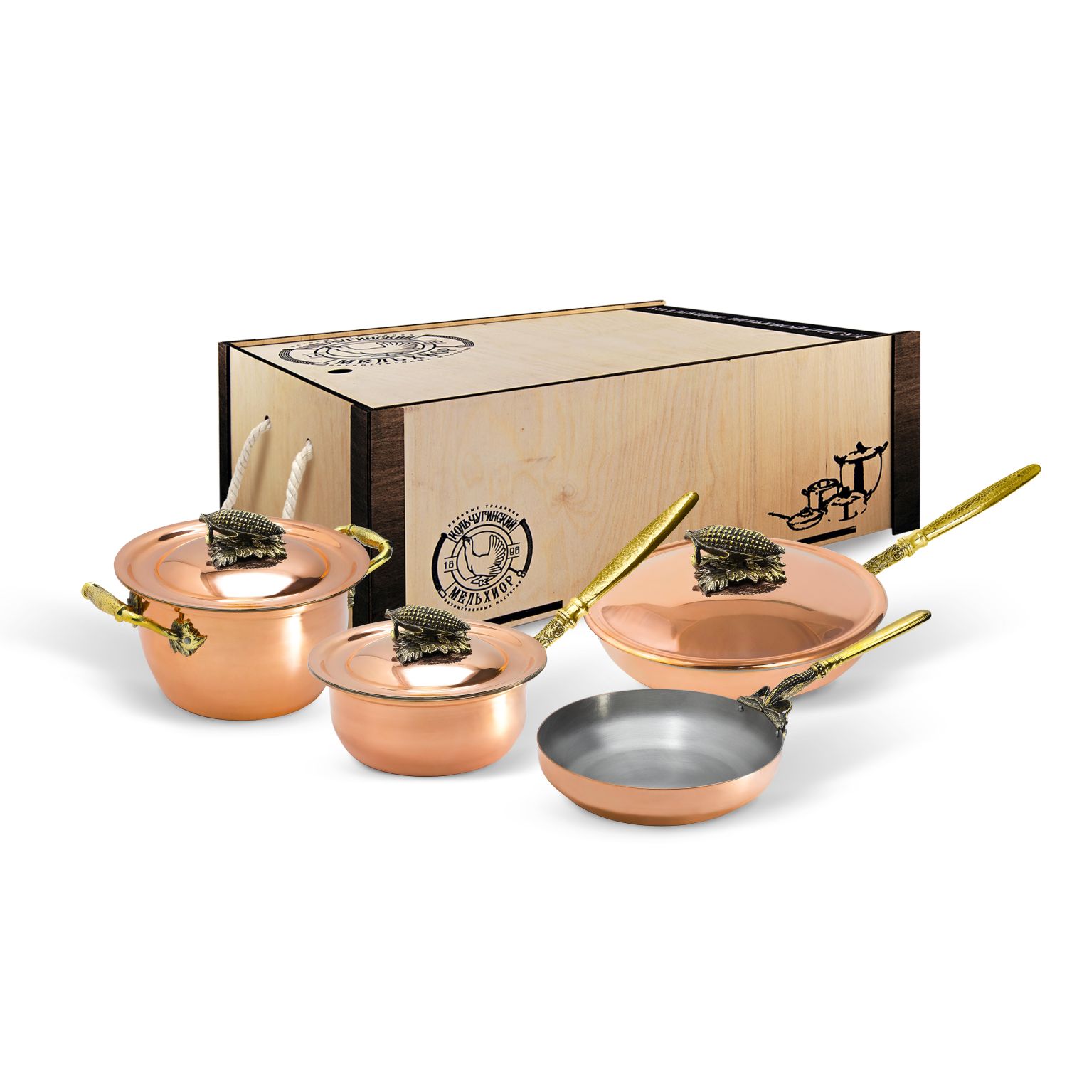 

Набор медной посуды Кольчугинский мельхиор Кукуруза 4 предмета, Оранжевый, КМ20180406