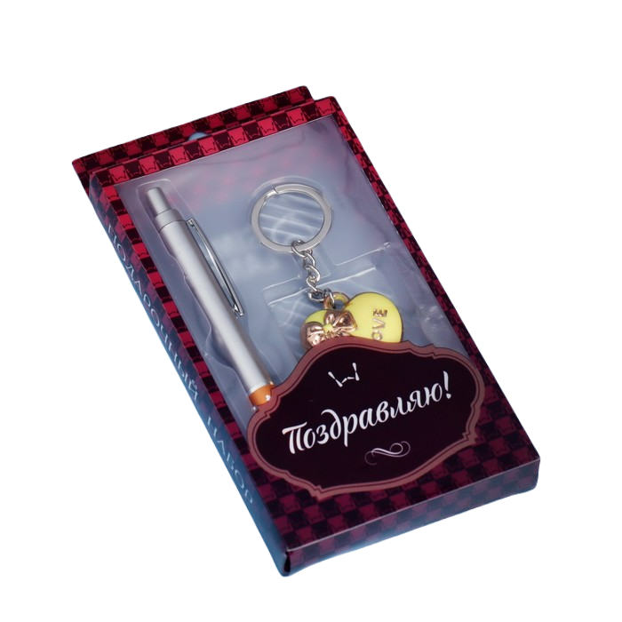 

Набор подарочный 2в1 (ручка, брелок сердечко) микс