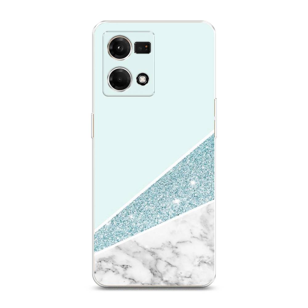 

Чехол Awog на Oppo Reno 7 4G/8 4G "Мрамор с голубыми блестками", Разноцветный