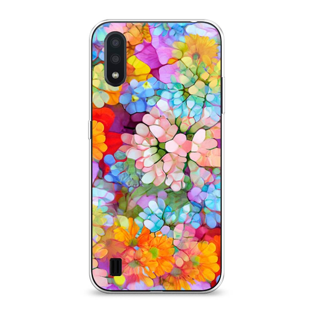 

Чехол на Samsung Galaxy A01 "Цветы витраж", Оранжевый;розовый;голубой, 29550-3