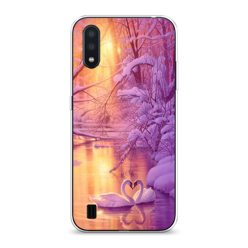 

Чехол на Samsung Galaxy A01 "Зима 1", Фиолетовый;желтый, 29550-2