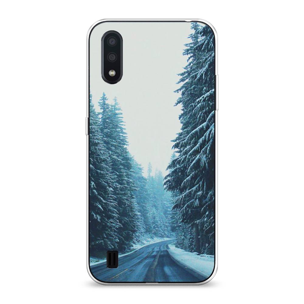 

Чехол на Samsung Galaxy A01 "Зима 9", Бежевый;голубой;черный, 29550-2