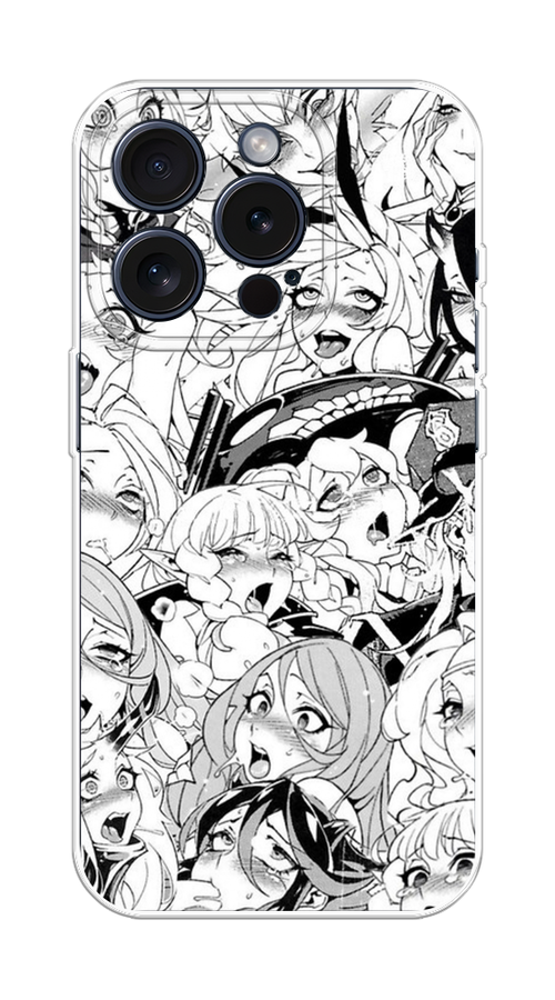 

Чехол на Apple iPhone 15 Pro "Ахегао манга тян", Черный;белый;серый, 15750-1