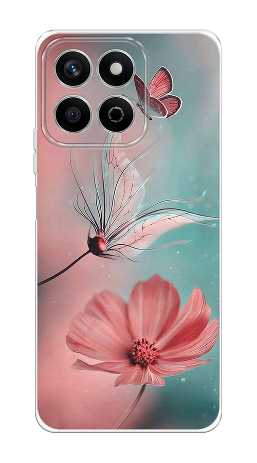

Чехол на Honor X7c "Бабочка и цветок", Голубой;розовый, 6125250-1