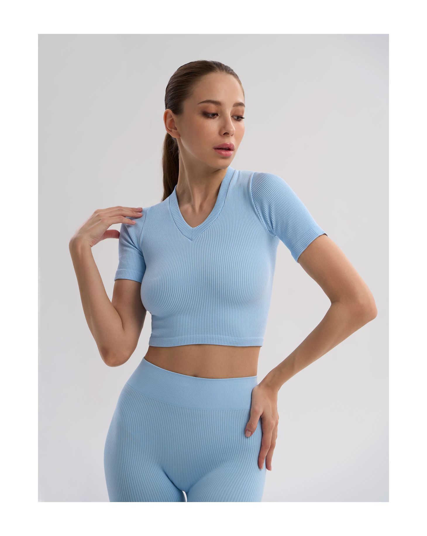 

Топ женский Mademoiselle 9046 Crop top Rib голубой S/M, 9046 Crop top Rib