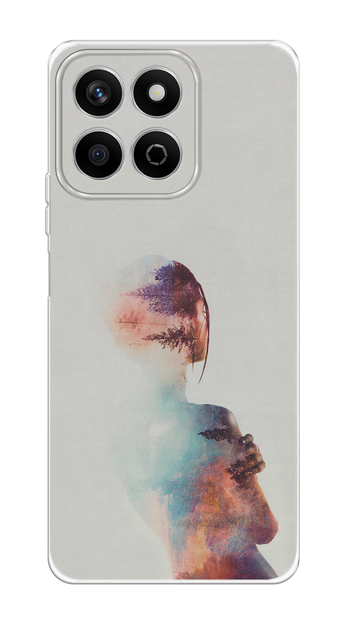 

Чехол на Honor X7c "Девушка-лес", Розовый;голубой;серый, 6125250-1