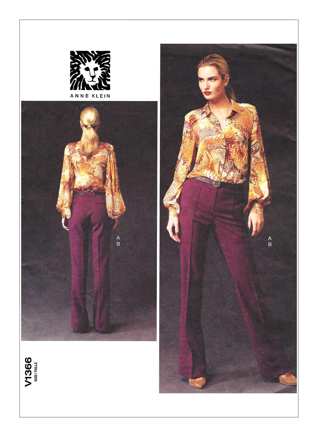 

Выкройка Vogue №1366 — Блузка, брюки от Anne Klein