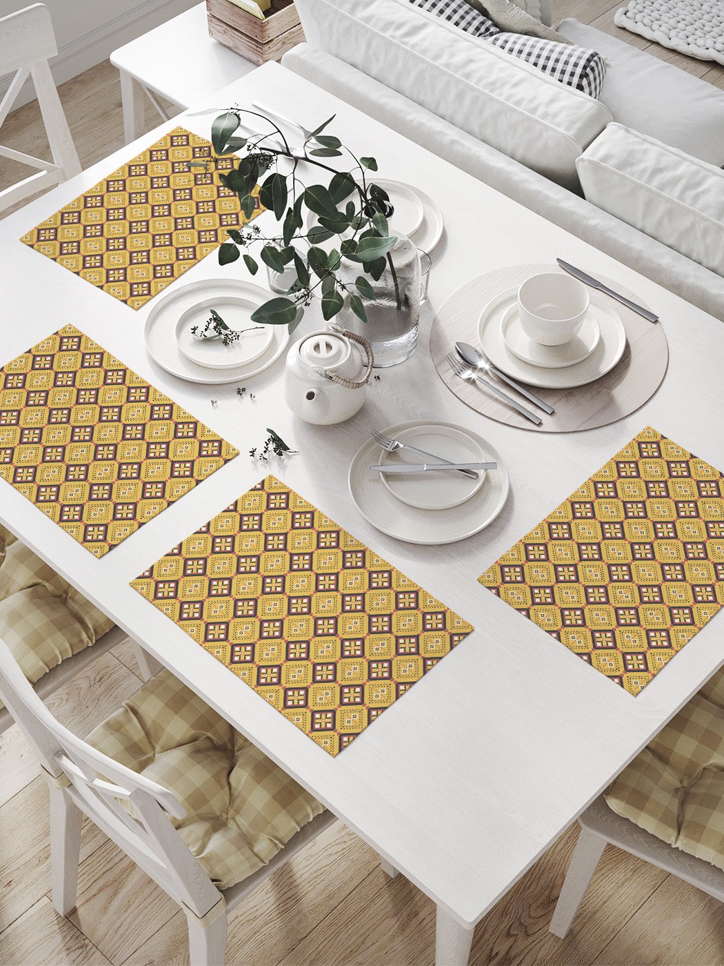 

Комплект салфеток JoyArty "Самобытные ромбы" для сервировки стола (32х46 см, 4 шт.), Желтый, Самобытные ромбы