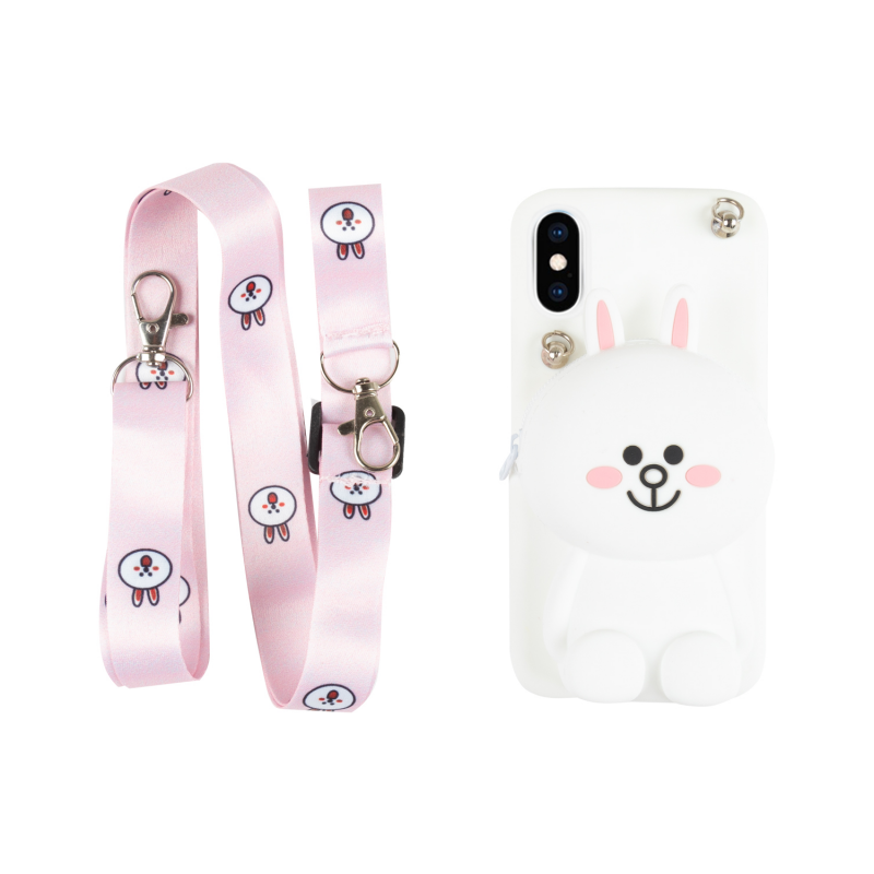 фото Чехол для iphone x xs с игрушкой-сумочкой cony из серии line friends, розовый smarty toys