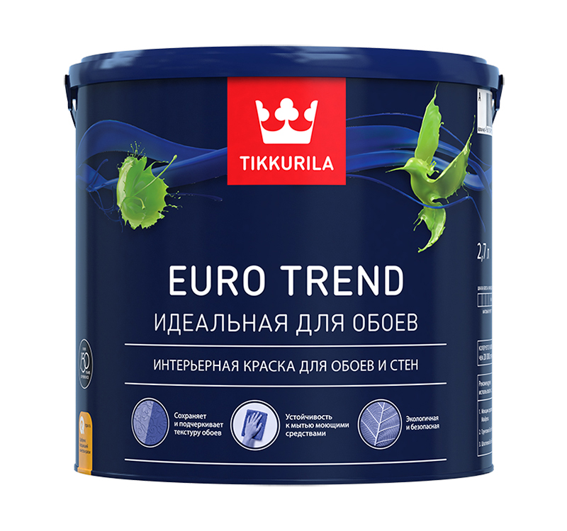 фото Краска для обоев и стен tikkurila euro trend водоразбавляемая база а 2,7 л