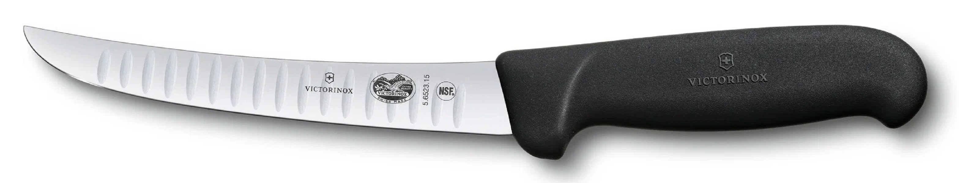 

Нож кухонный Victorinox Fibrox обвалочный лезв.150мм рифленый край черный