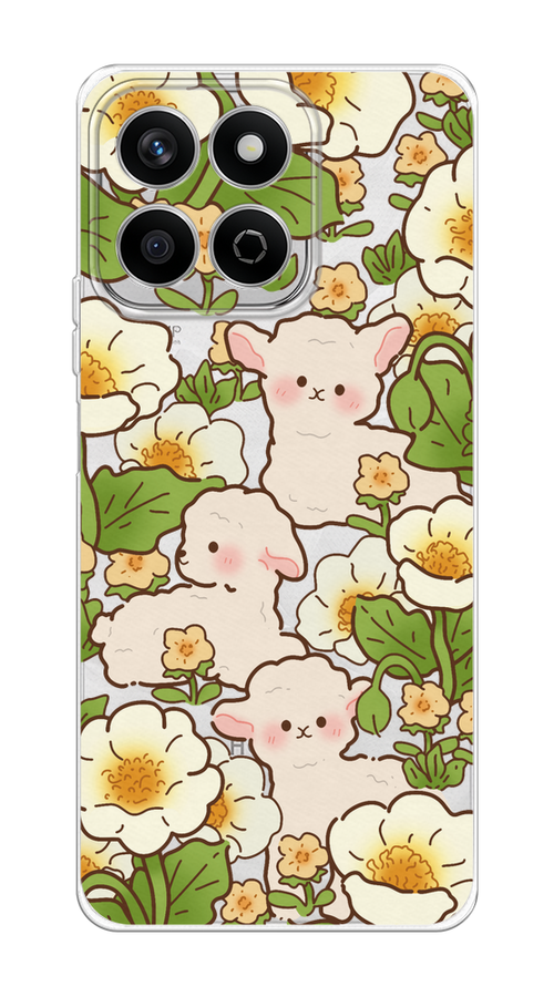 

Чехол на Honor X7c "Овечки в цветах", Зеленый;бежевый, 6125250-1