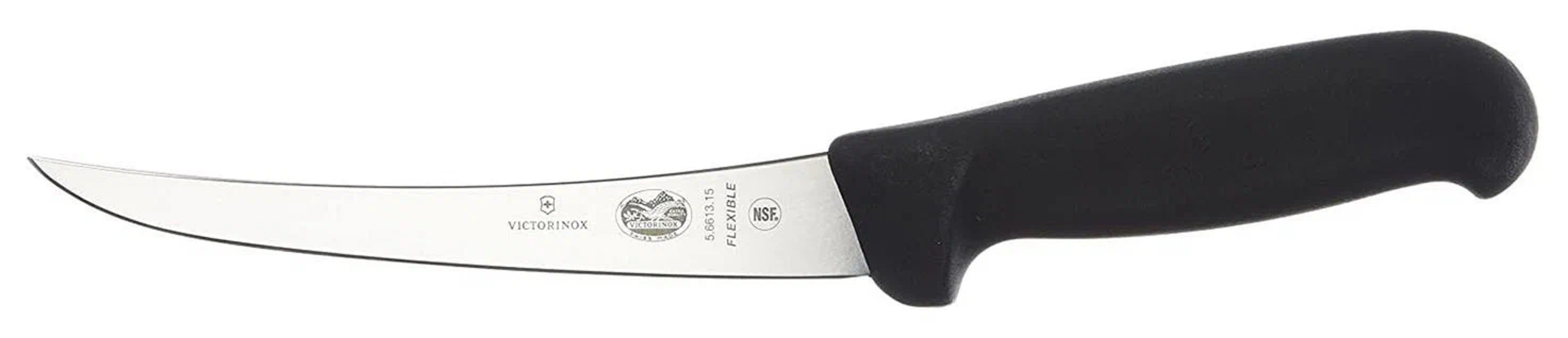 

Нож куxонный Victorinox Fibrox стальной обвалочный лезв.120мм прямая заточка черный