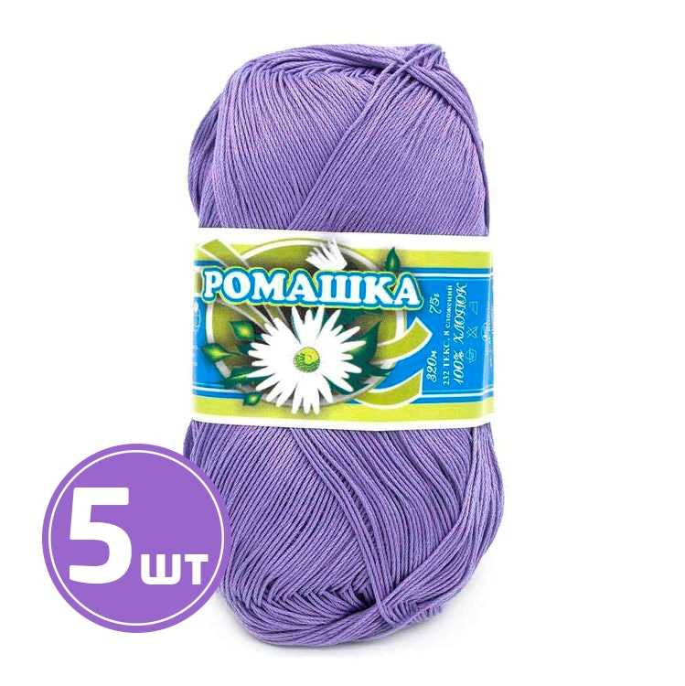 

Пряжа ПНК им.Кирова Ромашка 2306 фиалковый 5 шт. по 75 г, Голубой