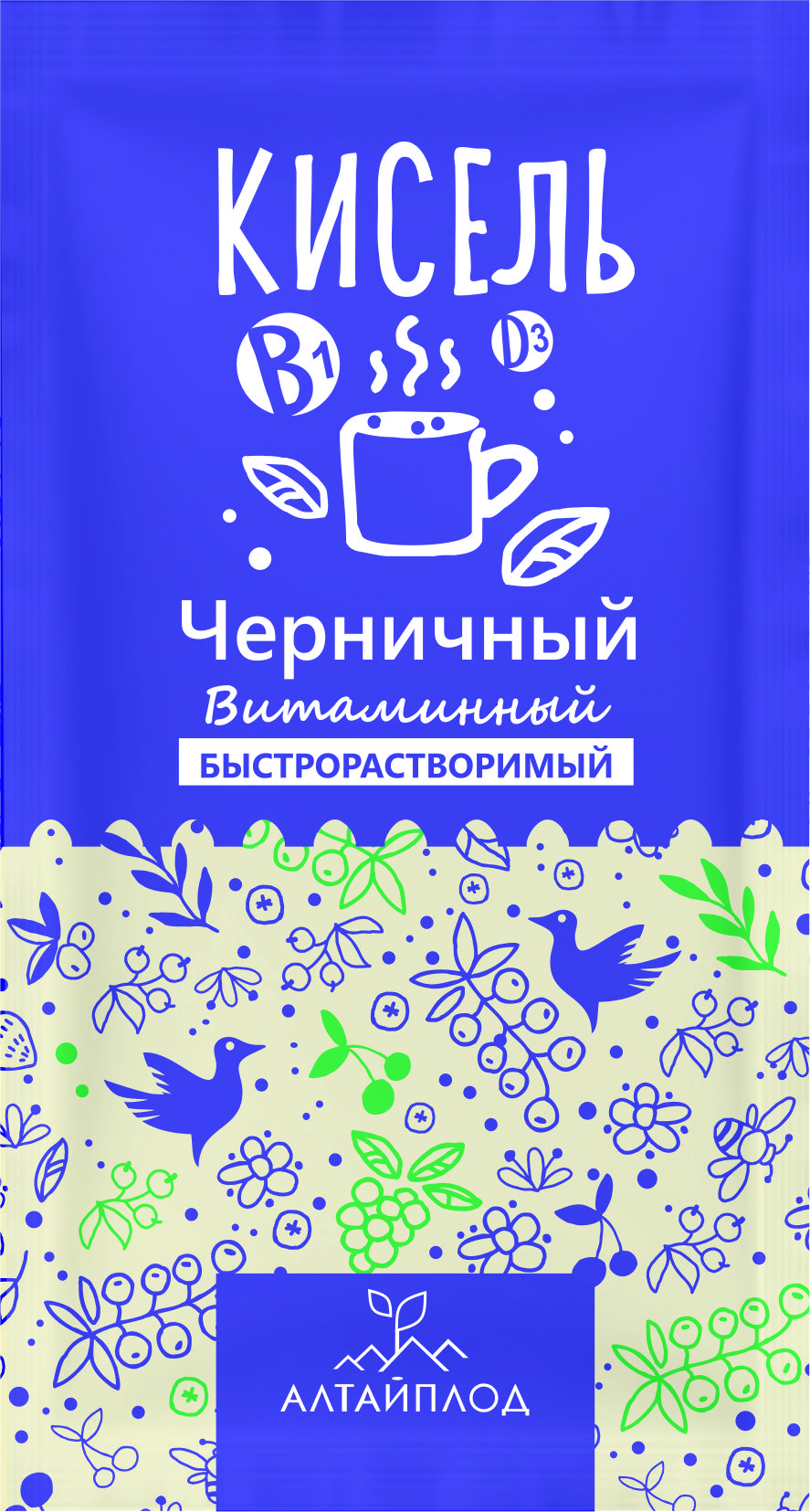 

Кисель сухой витаминизированный Черничный 20 г 10 шт Алтайплод