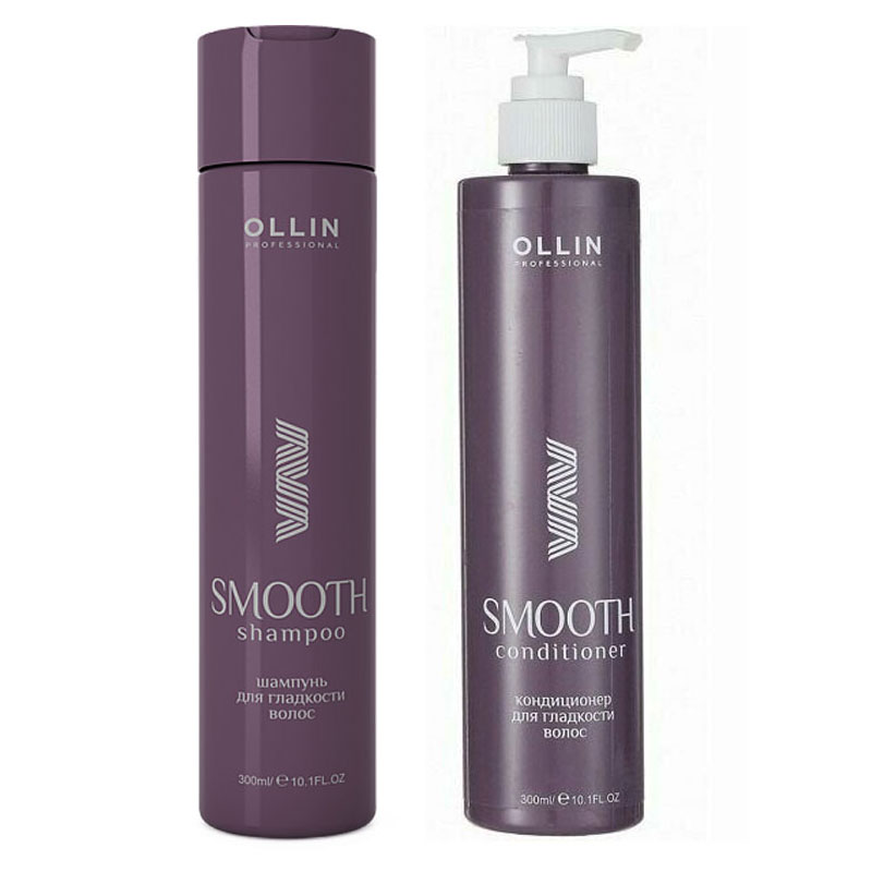 фото Набор ollin smooth hair кондиционер 300 мл+шампунь для гладкости волос 300 мл