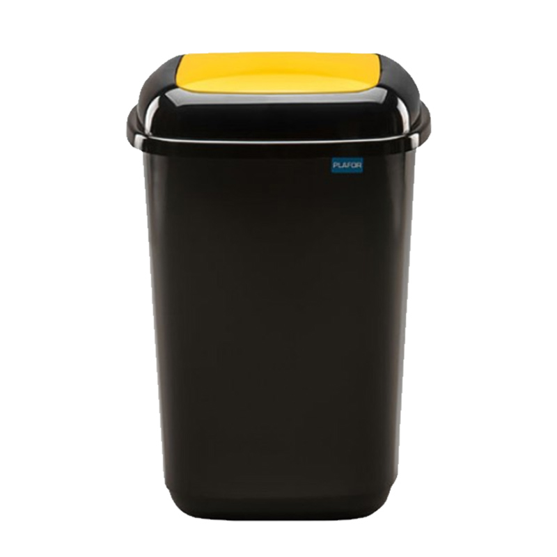 фото Ведро для мусора 45 л plafor quatro bin черное с жёлтой плавающей крышкой