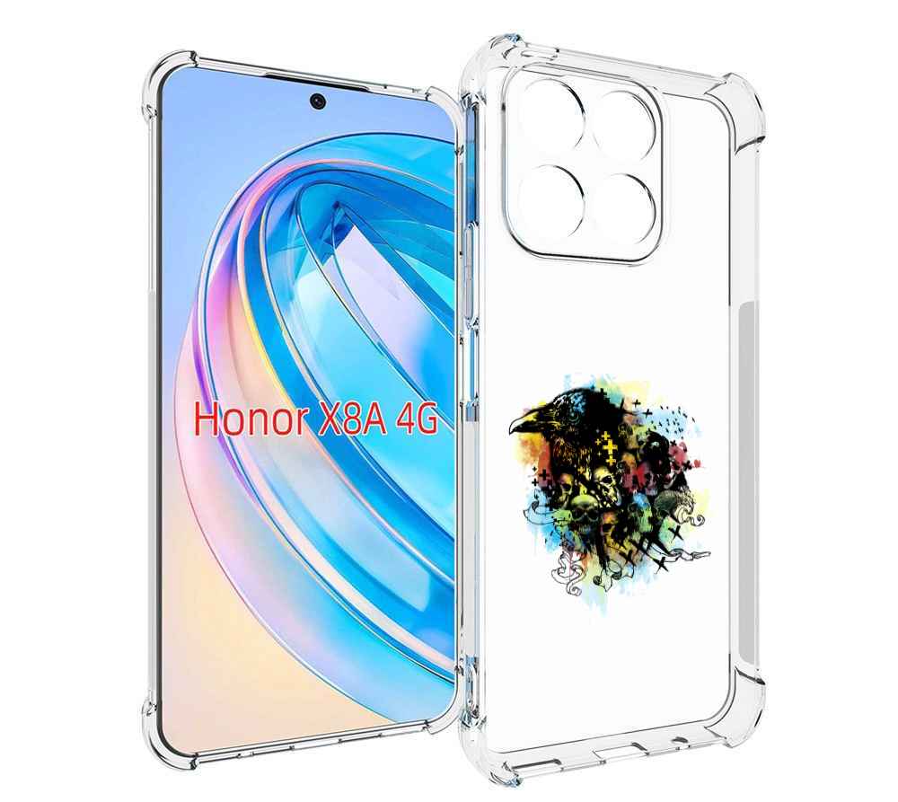 

Чехол MyPads ворон и черепа для Honor X8a, Tocco