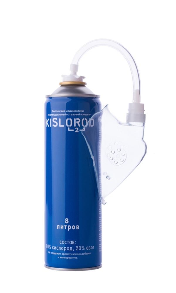 Купить Кислородный баллончик медицинский индивидуальный с газовой смесью KISLOROD prana К8L-М