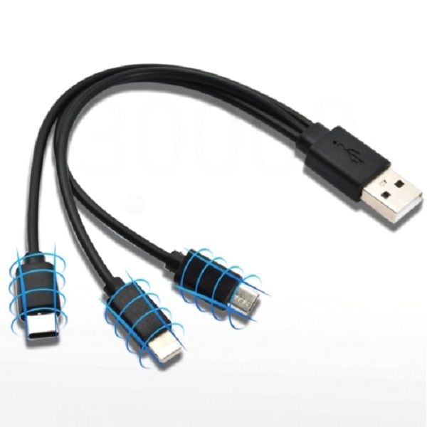 Адаптер KS-IS USB - Lightning/MicroUSB/USB Type-C вилка-вилка м (KS-478-0.2 Black)