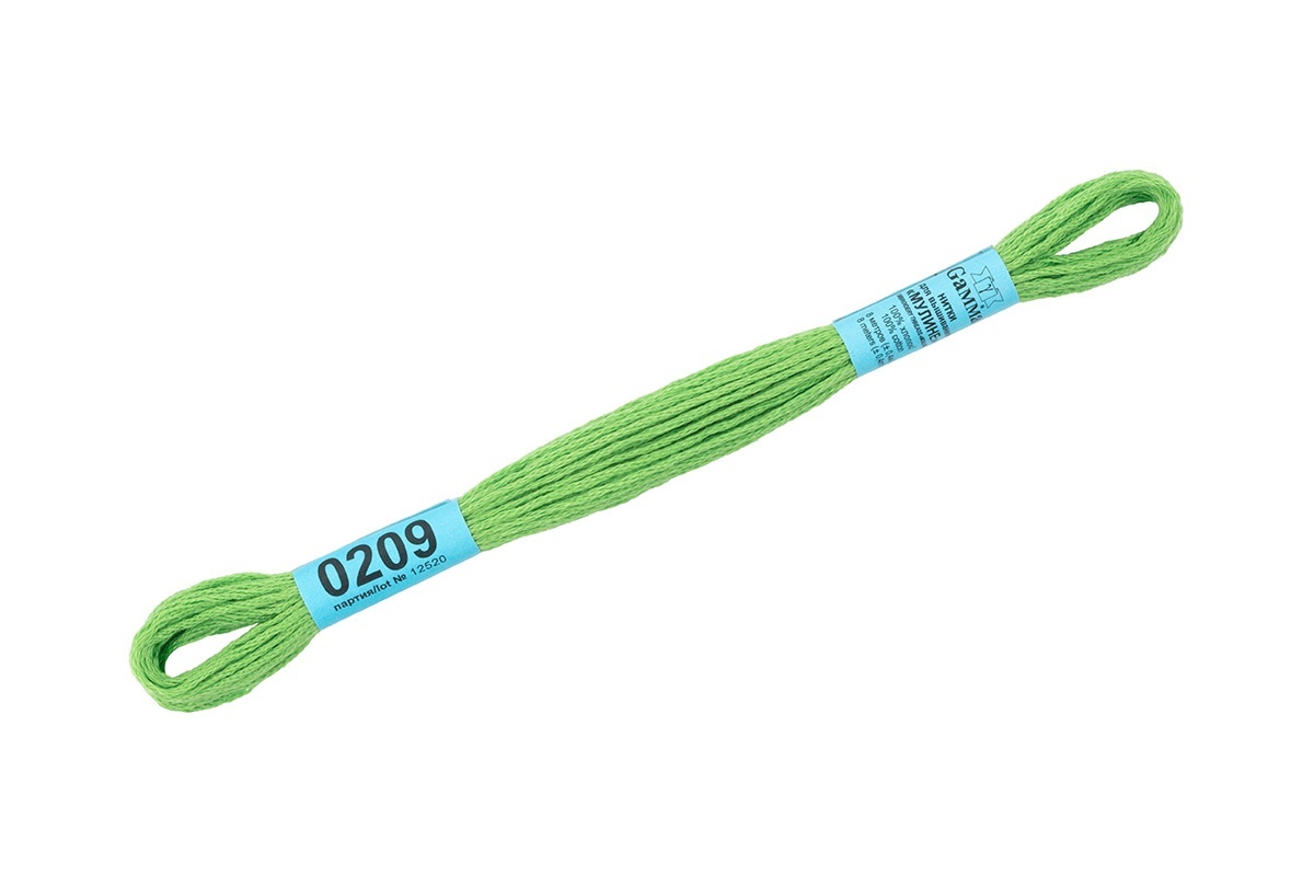 

Gamma мулине, 100% хлопок, 24х8 м, №0209, светлый зеленый