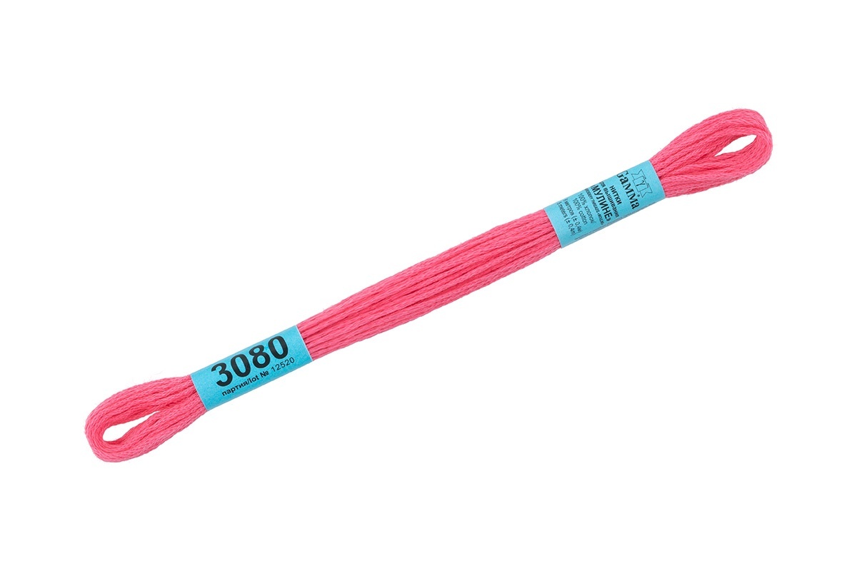 

Gamma мулине, 100% хлопок, 24х8 м, №3080, яркий розовый