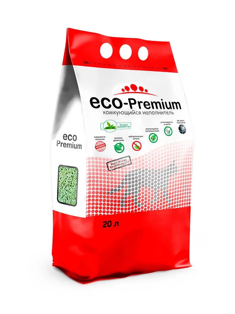 

Комкующийся наполнитель ECO-PREMIUM Зеленый чай древесный, 20 л