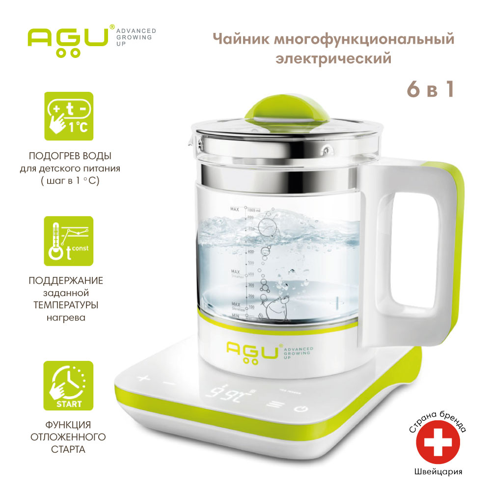 

Чайник электрический AGU Baby AGU EC8 1 л белый, зеленый, 14382887