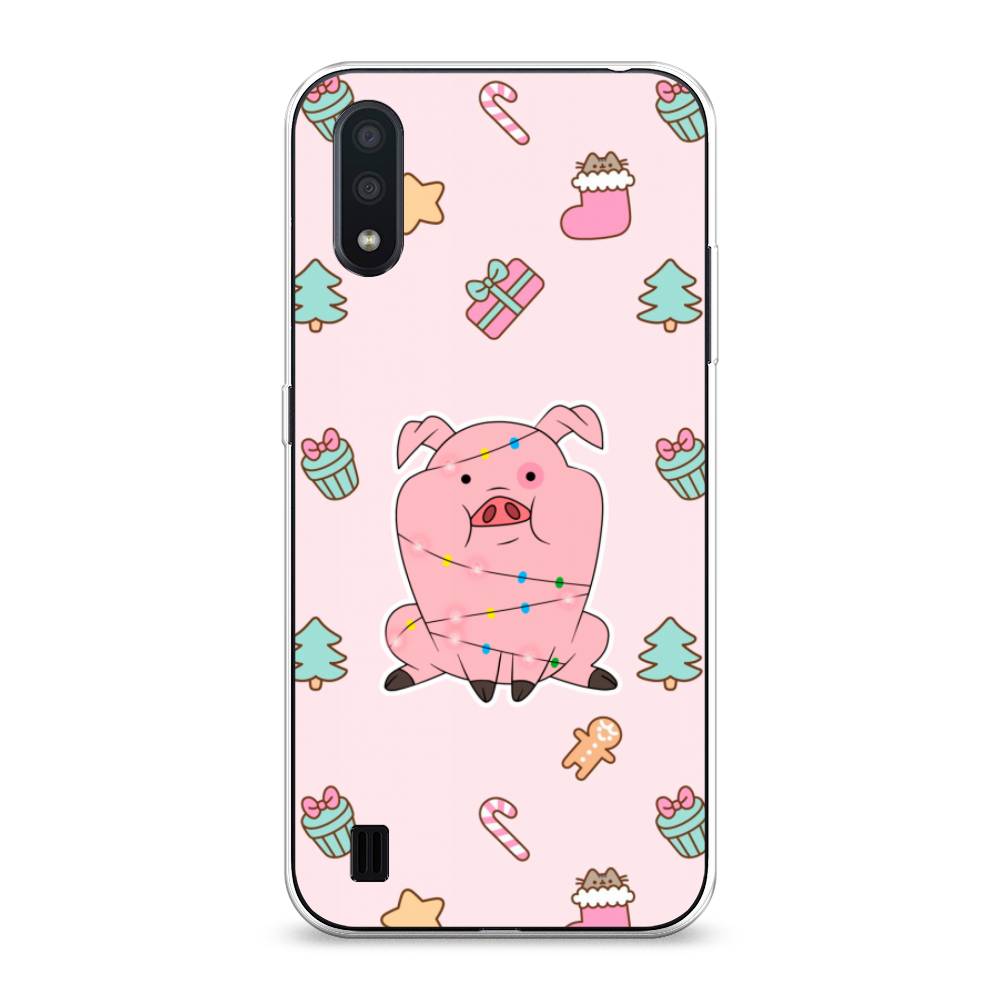 

Чехол на Samsung Galaxy A01 "Розовая свинка", Розовый;зеленый, 29550-5