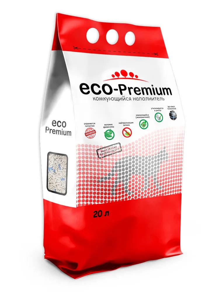 

Комкующийся наполнитель ECO-Premium древесный с синими гранулами, 20 л
